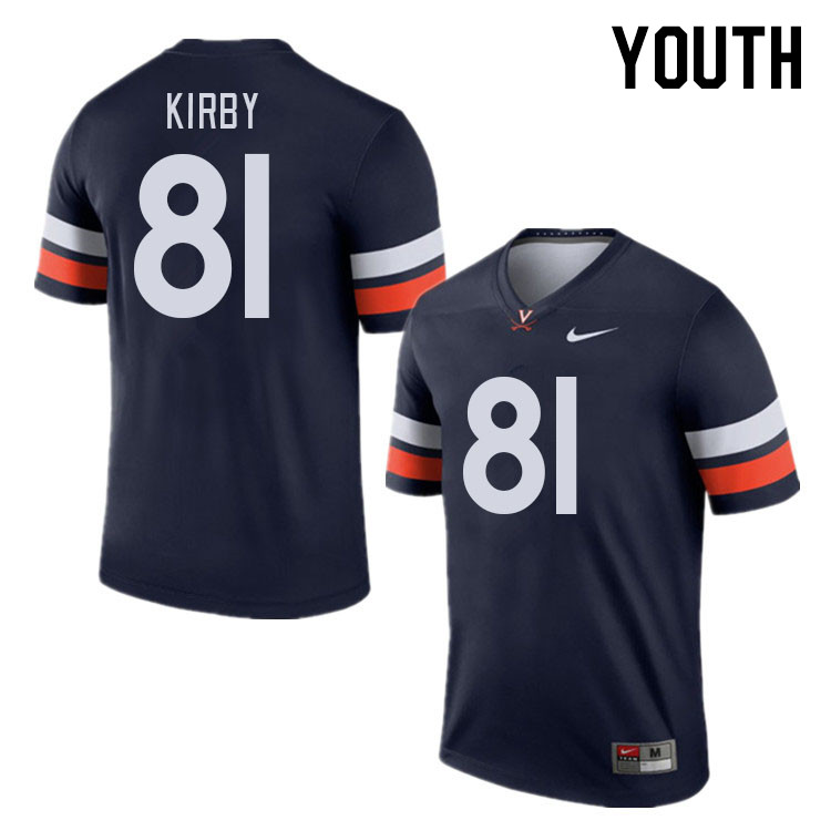Youth #81 TeKai Kirby Virginia Cavaliers College Football Jerseys Stitched Sale-Navy
